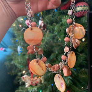 Fun Beaded Necklace - Coral colors